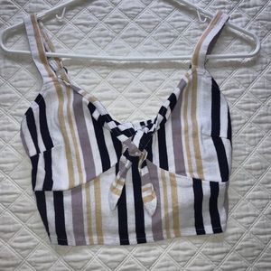 Cropped stretch back linen top